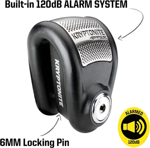 Vista 3 de Kryptonite Disco de Alarma, Cerradura Antirrobo para Motocicleta de Servicio Pesado con Alarma de 120db, Resistente a la Intemperie, Bloqueo