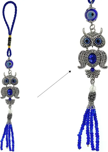Vista 9 de LUCKBOOSTIUM Llavero de elefante de ojo malvado con borla de cuentas azules, dije decorativo para auto de mal de ojo y accesorio para colgar