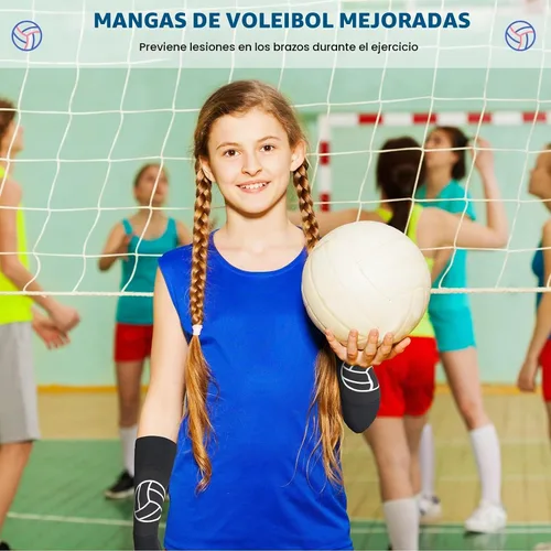 Vista 7 de Minatee Mangas de brazo de voleibol Mangas de antebrazo de pase y golpe con almohadillas de protección y agujero para el pulgar