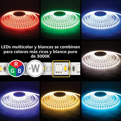 Vista 3 de Armacost Lighting RibbonFlex Pro - Cinta de luz LED multicolor y blanca de 60 + 60 LEDs/m, 8.2 pies (8.2 ft) (624210)