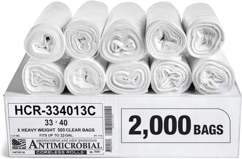 Vista 39 de Aluf Plastics Bolsas de basura de alta densidad, 10 galones, 4000 unidades, 6 micras (eq), 24 x 24 pulgadas, negras, para baño, oficina, industrial