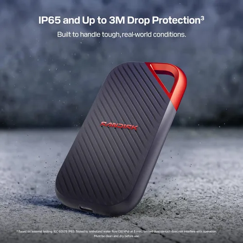 Vista 5 de Sandisk 4TB Extreme PRO Portable SSD, Up to 4000MB/s Read Speeds -New