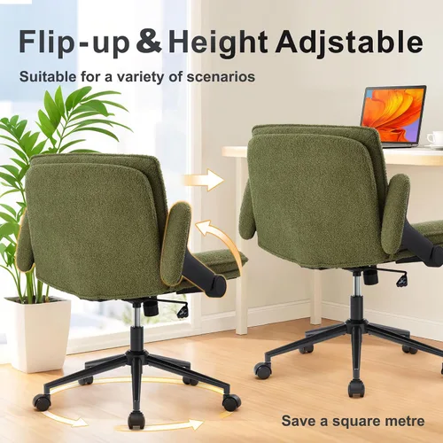 Vista 8 de IWMH Silla de oficina Criss Cross con brazos abatibles y ruedas tapizada Verde