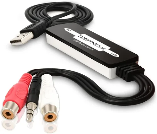 Vista 2 de DIGITNOW Tarjeta de captura de audio USB 2.0, convertidor de cassette, casete a digital, convertidor de casete a MP3, compatible con Mac y Windows