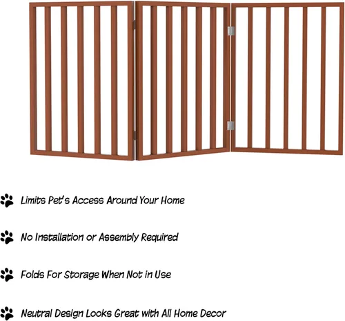 Vista 4 de PETMAKER Pet Gate - Puerta para perros para puertas, escaleras o casa - Independiente, plegable, estilo acordeón, valla de madera para perros