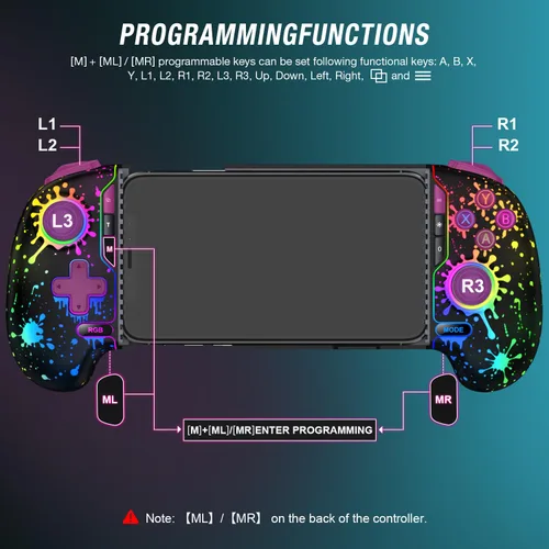 Vista 5 de Mobile Game Controller for iPhone/Android Handheld Gaming, Wireless Phone Gaming Controllers with (Programmable) /Hall Effect Joysticks & Analog