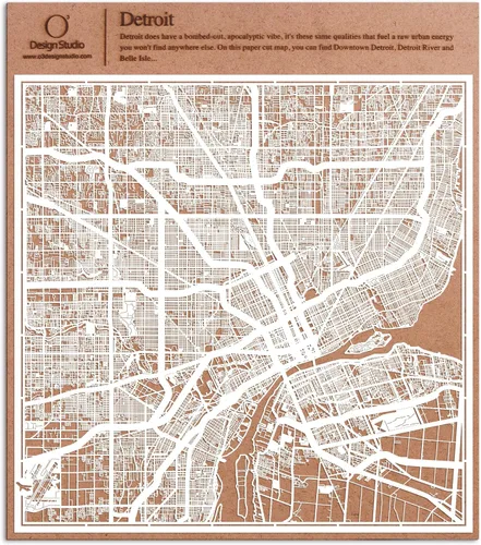 Vista 159 de O3 Design Studio Aberdeen - Mapa de papel cortado en papel blanco de 12 x 12 pulgadas