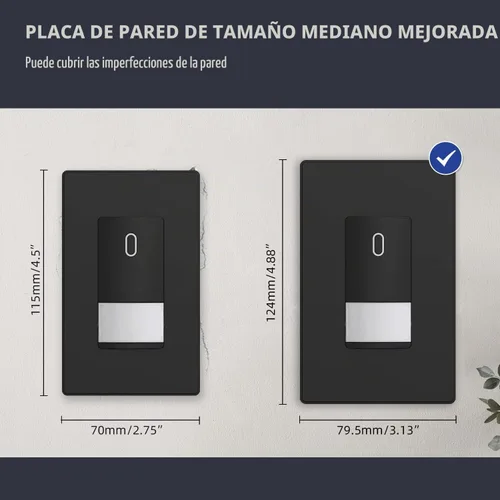 Vista 6 de ELEGRP Placas decorativas de pared sin tornillos, de tamaño mediano, cubierta termoplástica irrompible para interruptor de salida de receptáculo