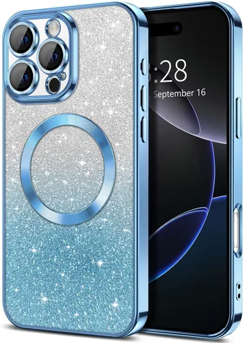 Vista 125 de Hython Funda para iPhone 12 Pro Max Transparente Magnética con Purpurina [Compatible con MagSafe] Protector Completo de Lente de Cámara Delgado
