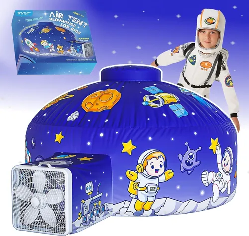Vista 9 de Tienda de campaña de aire para niños con puerta, tiendas de campaña para Fortaleza forestal con puerta