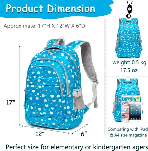 Vista 2 de BLUEFAIRY - Mochilas para niños y niñas, escuela primaria, jardín de niños