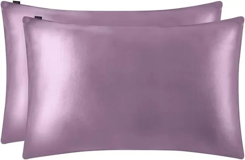 Vista 10 de LILYSILK Juego de 2 fundas de almohada de seda estándar de lujo en ambos lados Real 19 Momme Mulberry Charmeuse Negro Estándar