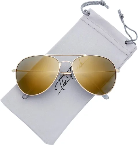 Vista 2 de The Fresh Classic - Gafas de sol de aviador con marco de metal grande y caja de regalo