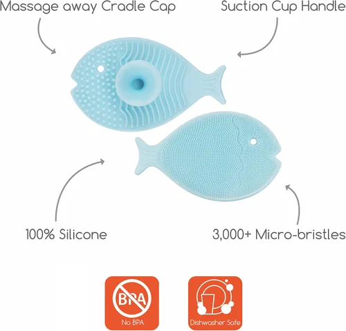 Vista 5 de Innobaby Bathin Smart - Cepillo de silicona para bebé, esencial para piel seca y eczema, exfoliante suave con mango de succión, silicona de secado