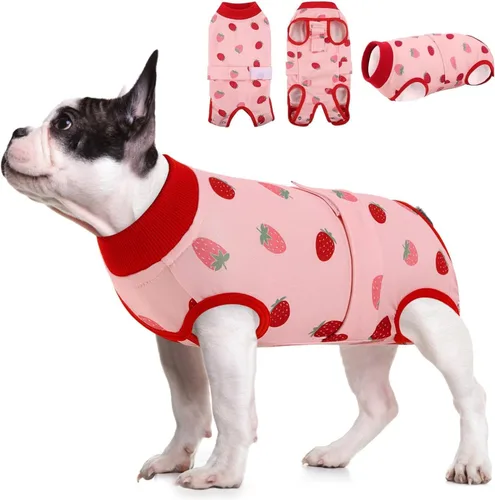 Vista 13 de KOESON Traje de recuperación de cirugía ligero y suave para perros pequeños Rosa claro leopardo