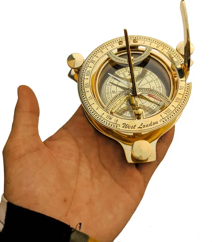 Vista 6 de RedSkyTrader Reloj de sol brújula de latón macizo esfera solar