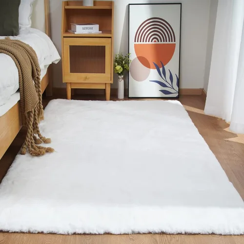 Vista 34 de Ghouse Alfombra ultrasuave de pelo sintético de conejo 2x3, alfombras lavables a máquina para dormitorio, alfombras esponjosas para sala de estar