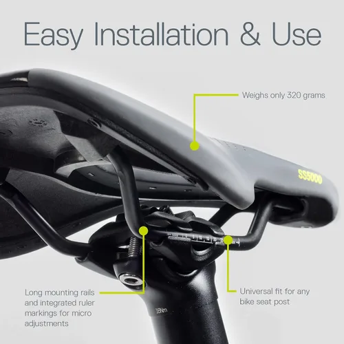 Vista 3 de Cómodo asiento y sillín de bicicleta de carrera, ligero para un alto rendimiento, ajuste universal para cualquier asiento de bicicleta, minimiza