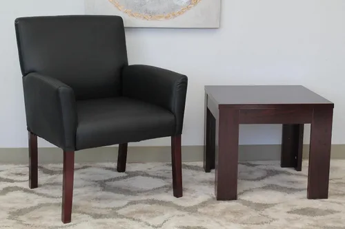 Vista 5 de Boss Office Products Silla de invitados Box Arm con acabado de caoba en negro, 250