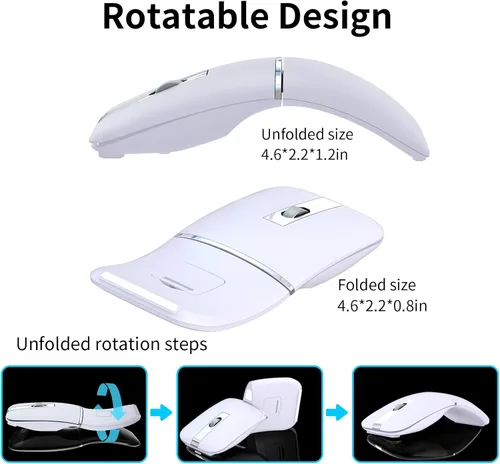 Vista 5 de ACOZYKITTEN Arc - Ratón Bluetooth con Bluetooth, ultra delgado, recargable, inalámbrico, curvado, modo dual (BT5.0/3.0+2.4G), mouse de viaje