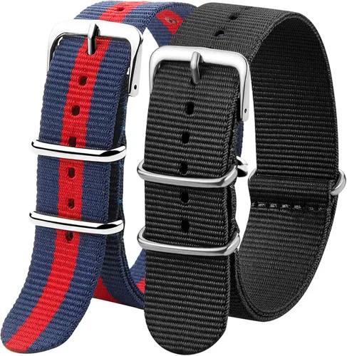 Vista 10 de Correa de Reloj de Nylon de Repuesto de Liberación Rápida con Hebilla Pesada Correas de Reloj para Hombres y Mujeres Negro Gris / Negro