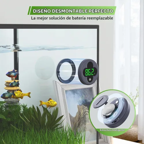 Vista 2 de PAIZOO Termómetro inalámbrico para acuario preciso ± 0.9℉, batería