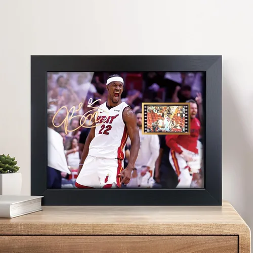 Vista 5 de sufenvera Impresión firmada de Jimmy Butler foto enmarcada con mini pantalla de película, póster para fanáticos del baloncesto, grandes regalos