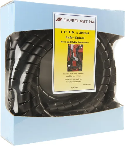 Vista 8 de Caplugs Serie SPPC – Safeplast Safe-Spiral - Envoltura en espiral precortada, manguera y protector de cable, HD-PE negro, diámetro exterior de 0.67