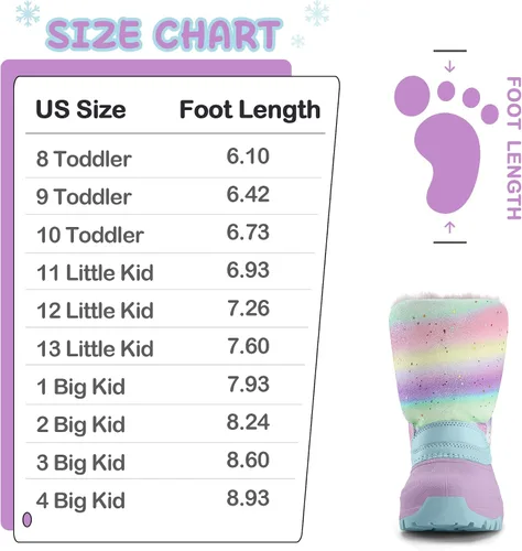 Vista 5 de K KomForme Botas de nieve impermeables para niñas con forro de piel sintética, zapatos de invierno cálidos para niños (niños pequeñosniños grandes)