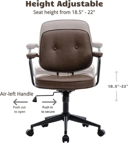 Vista 5 de HEAH-YO Juego de 1 sillas de escritorio modernas sin brazos, silla giratoria para computadora con ruedas y reposabrazos, silla de oficina ajustable