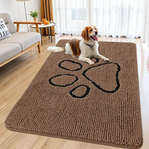 Vista 249 de Smiry Tapete para puerta de perro para patas fangosas, absorbente y Gris y negro