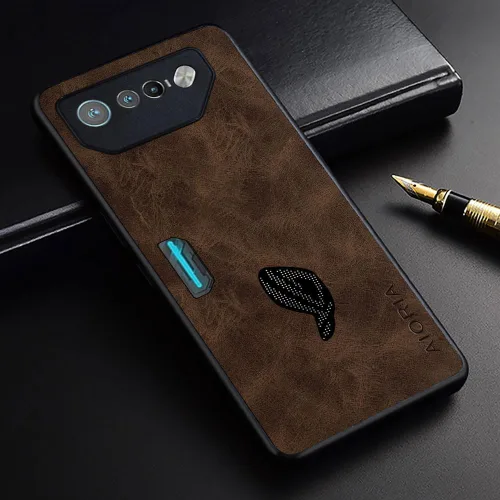 Vista 2 de AIORIA Funda de cuero premium para Asus ROG Phone 7, funda de cuero de alta calidad, diseño retro, funda protectora completa para Asus ROG Phone 7