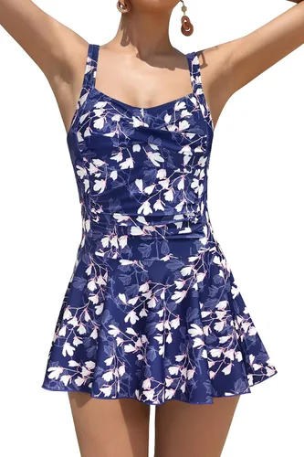 Vista 58 de SHEKINI Traje de baño de una pieza con falda fruncida cruzada para mujer Vestido de baño Traje de baño Albaricoque - Bw