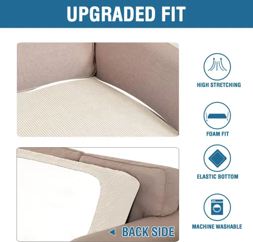 Vista 14 de H.VERSAILTEX Fundas de Cojín de Asiento Individuales Super Elásticas Fundas de Sofá Fundas de Cojín de Sofá Fundas Deslizables Juegos Tela de Sarga