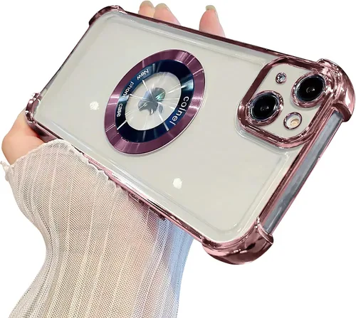 Vista 27 de Funda magnética transparente para iPhone 11, funda de lujo con cuatro esquinas brillantes, protección a prueba de golpes de grado militar