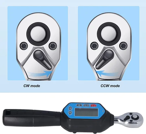 Vista 7 de Llave dinamométrica digital, conector de 1/4 pulgadas, pantalla digital electrónica, medidor de torsión ajustable, herramienta de zócalo, medidor