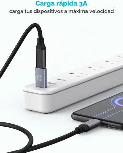 Vista 5 de GRAUGEAR Adaptador USB-C, transferencia de datos de doble cara de 10 Gbps, carga rápida de 3 A, adaptador USB C hembra a USB A macho 3.2, compatible