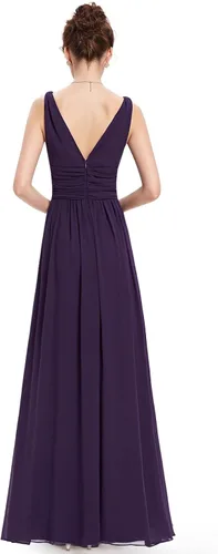 Vista 2 de Ever-Pretty Vestido de noche largo sin mangas con cuello en V semiformal 09016