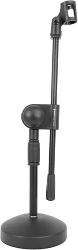 Vista 3 de Rockville RDMS70 - Soporte para micrófono de escritorio con pluma, base de acero, altura ajustable Weighted Round Base, Low Profile, Powder