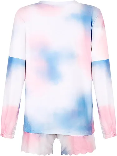 Vista 6 de Bidobibo Jogger Sets for Women 2 Piece Long Sleeve Shirts And Shorts Tie-Dye T-Shirts Cropped Tracksuit Casual Travel Outfit