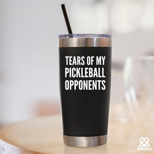 Vista 7 de Panvola Tears of My Pickleball - Vaso de acero inoxidable con aislamiento al vacío para papá, mamá, abuelo, abuela, con tapa extraíble y popote