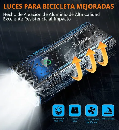 Vista 4 de 2026 Upgrade 6800Lumen Bike Light for Night Riding,6 LED,5+5 Modes Negro-1