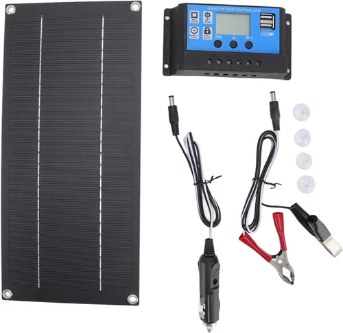 Vista 9 de Cargador de batería solar de 12 voltios impermeable, cargador de batería solar marino, mantenimiento de batería solar de 600 W, 18 V, kit de panel