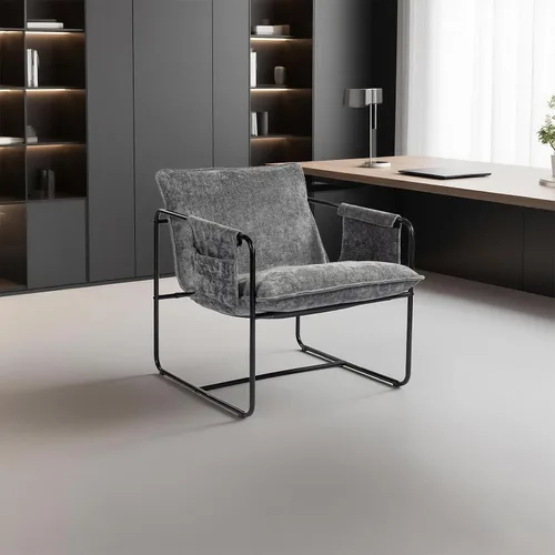 Vista 2 de Juego de 2 sillas decorativas modernas, cómodas sillas de sala de estar con reposabrazos, silla de lectura para dormitorio, silla tapizada