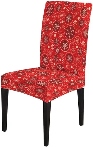 Vista 3 de CAPSCEOLL Christmas Dining Chair Covers,Snowflakes Festive Winter Pattern Stretch Chair Covers for Dining Room Set of 2 Washable Spandex Parson