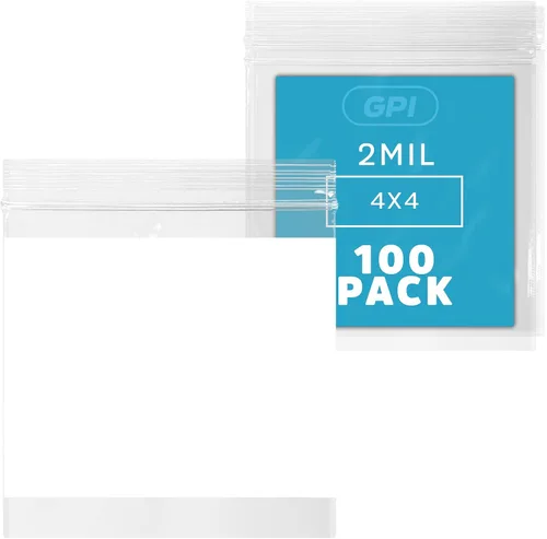Vista 34 de GPI - Mini bolsas con cremallera de 1 x 1 pulgada, paquete de 100 bolsas de plástico transparente con cierre con cremallera con bloque blanco