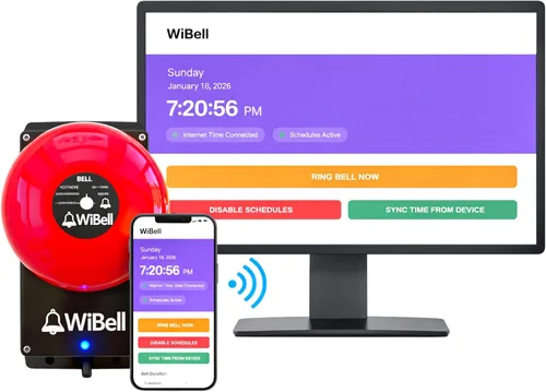 Vista 2 de Sistema de campana programable: basado en la web, sin suscripción, para sistemas de campana escolar, campanas de almacén y alertas de cambio