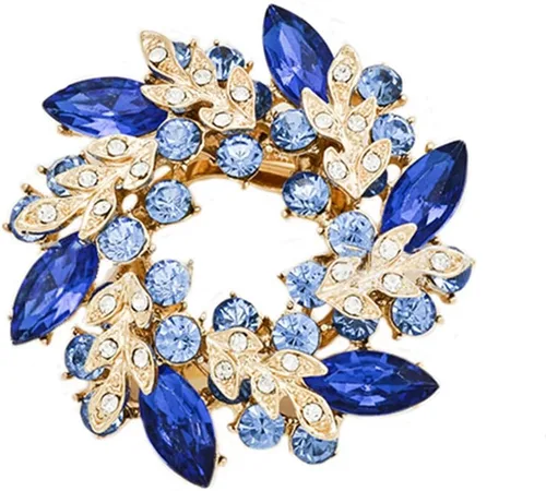 Vista 7 de Shlutesoy - Broche para mujer, diseño de ramo de flores con brillantes, color azul claro