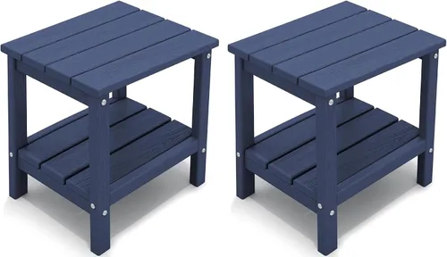 Vista 13 de KINGYES Mesa auxiliar doble, mesa auxiliar Adirondack, color azul marino