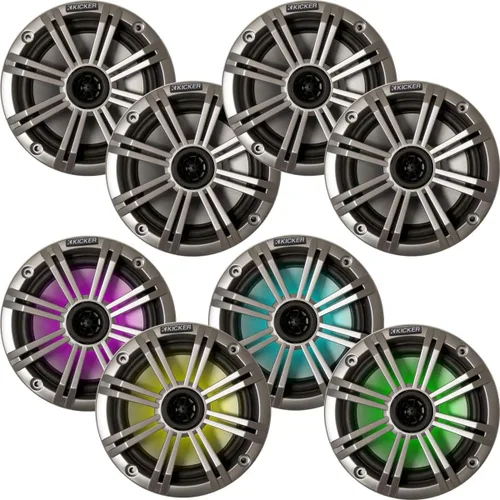 Vista 10 de KICKER Paquete de altavoces coaxiales marinos de repuesto OEM negro de 6.5 "4 ohmios - 8 altavoces Eight black 6.5 in 4-ohm coaxial OEM